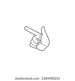 Hand gesture shows the letter L, the sign of a loser. Simple black and white icon. Isolated vector illustration.