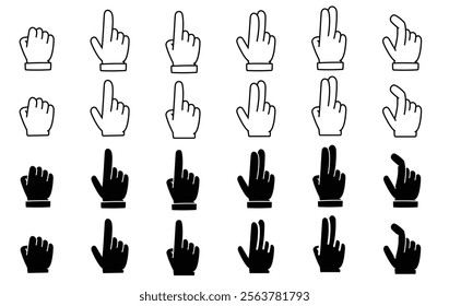 Hand gesture sign drawing cartoon cursor click illustration for smartphone or computer device