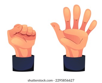 Hand gesture sign fist arm isolated set. Vector graphic design illustration