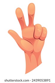 Hand gesture sign fist arm, isolated icon. Finger counting. Sign language. Realistic human hand, sign. Vector graphic design illustration