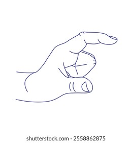 Hand gesture. Sign language. Contour vector illustration. Index, middle, ring, little fingers and thumb
