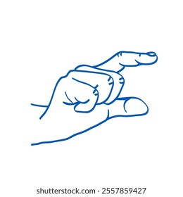 Hand gesture. Sign language. Vector illustration. Index, middle, ring, little fingers and thumb