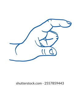 Hand gesture. Sign language. Vector illustration. Index, middle, ring, little fingers and thumb