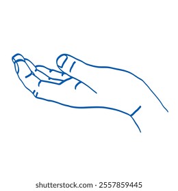 Hand gesture. Sign language. Vector illustration. Index, middle, ring, little fingers and thumb