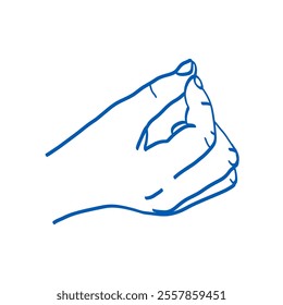 Hand gesture. Sign language. Vector illustration. Index, middle, ring, little fingers and thumb
