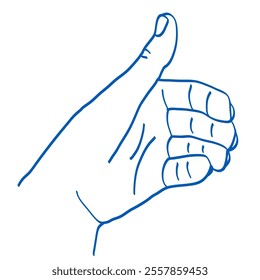 Hand gesture. Sign language. Vector illustration. Index, middle, ring, little fingers and thumb