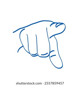 Hand gesture. Sign language. Vector illustration. Index, middle, ring, little fingers and thumb