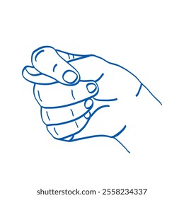 Hand gesture. Sign language. Vector illustration. Index, middle, ring, little fingers and thumb