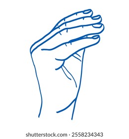 Hand gesture. Sign language. Vector illustration. Index, middle, ring, little fingers and thumb