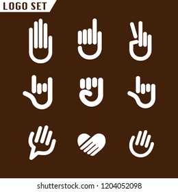 Hand Gesture Sign Set. Vector Line Icons Clip Art collection