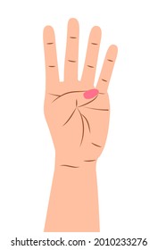 Hand gesture sign vector. Сounting on fingers. Wrist icons with finger count in cartoon style. Hand of Caucasian people.