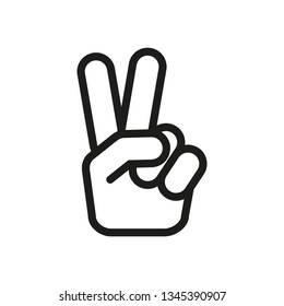 Hand gesture sign of victory. Simple linear illustration.