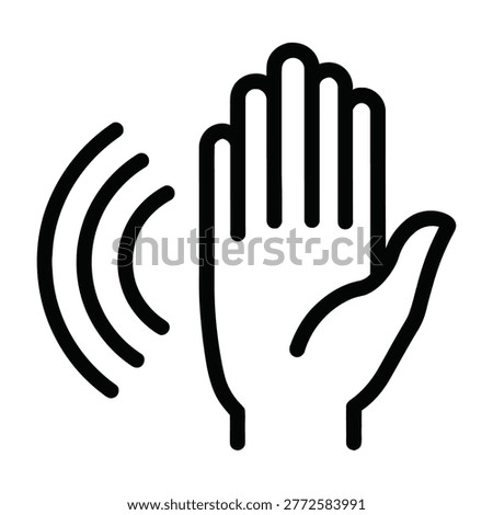 a hand gesture signaling stop or halt with sound waves emanating from it, conveying a sense of warning or refusal