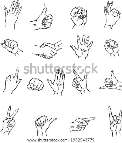 Hand Gesture Signs With Nails Vector Icons