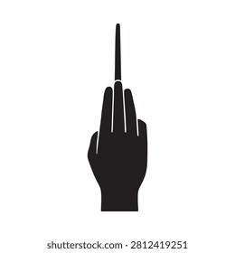 Hand gesture silhouette against a white background defiant expression