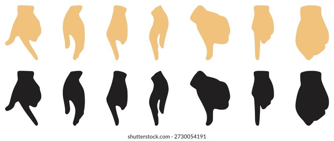 Hand Gesture Silhouette Collection Vector Set.