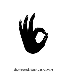 Hand gesture. Hand silhouette isolated on white background. Vector illustration.