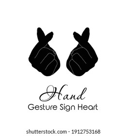 Hand Gesture Silhouette isolated on white. Valentine Day Vector Illustration.