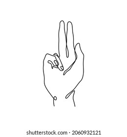 Handgetik Silhouette eine einzelne Linie, Signaturzeichen, kontinuierliche Zeilenzeichnung, zwei Finger einzeln auf weißem Hintergrund, Vektorgrafik. Design-Logo für Elemente.