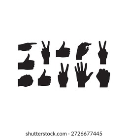Hand gesture silhouette vector art white background