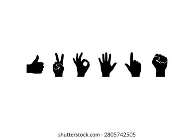 Hand Gesture Silhouette Vector Collection Set