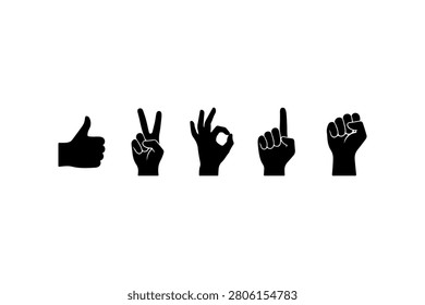 Hand Gesture Silhouette Vector Collection Set