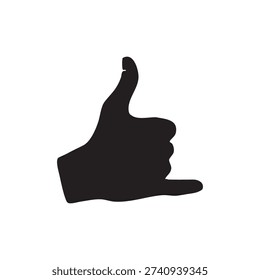 Hand gesture silhouette vector icon in clean black style. This simple and modern hand symbol illustration is perfect for communication concepts, sign language themes, user interface design, mobile apps, web icons, logos, stickers, and instructional graphics.