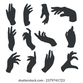 Hand gesture silhouettes flat vector 