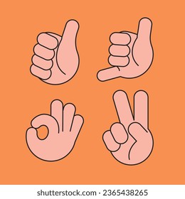 Ilustración de vectores simples de gestos manuales