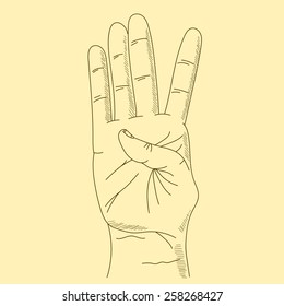Hand gesture sketch vector illustration 4