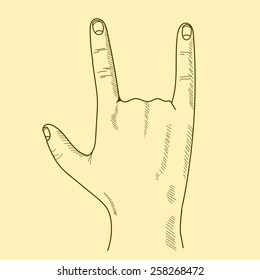 Hand gesture sketch vector illustration 1
