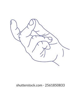 Hand gesture. Snap your fingers. Contour vector illustration. Index, middle, ring, little finger and thumb