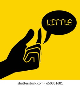hand gesture and speech bubble with little message on yellow background