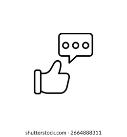 Gesto manual com bolha de fala representando feedback e comunicação positivos