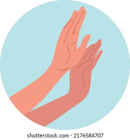 Hand gesture to stop violence. Circle .vector flat illustration.