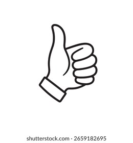 Un gesto de mano, un ícono de mano estilizado, una simple Ilustración vectorial de símbolo de mano en blanco y negro.