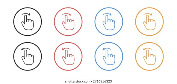 Hand gesture swipe and slide icon with finger, vector illustration of touch interface, arrow, tap, click, scroll, drag action symbol on transparent background.