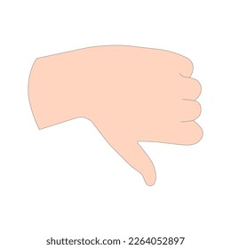 A hand gesture, symbol of dislike. Sign language. Vector illusration isolated on white background