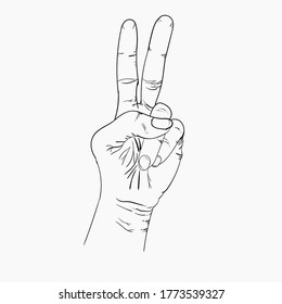 hand gesture symbol of pieces vector illustration line art