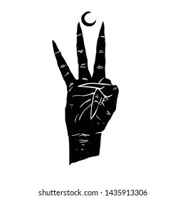 Hand gesture symbolic dark hand design