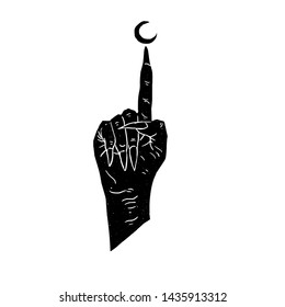 Hand gesture symbolic dark hand design