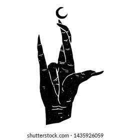 Hand gesture symbolic dark hand design