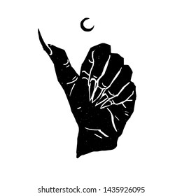 Hand gesture symbolic dark hand design