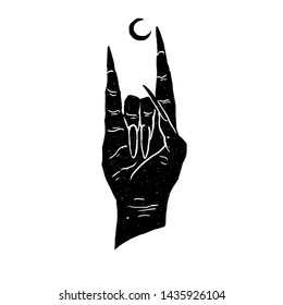 Hand gesture symbolic dark hand design