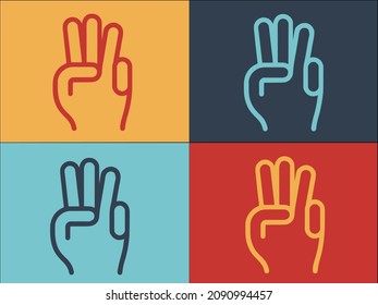 Hand Gesture Three Minutes Logo Template, Simple Flat Icon Of Gesture,minute,concept