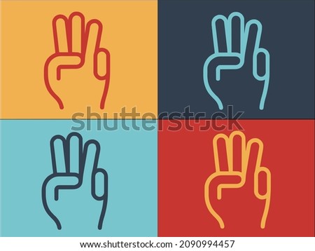 Hand Gesture Three Minutes Logo Template, Simple Flat Icon of gesture,minute,concept