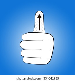 Hand with gesture THUMB UP and arrow