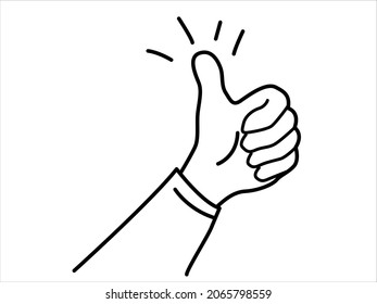 Hand gesture with a thumb. Cartoon vector illustration