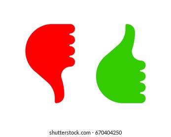 Hand gesture with thumb up and down color icon. Vector illustration.
