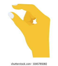 Hand gesture with thumb and forefinger slightly opened